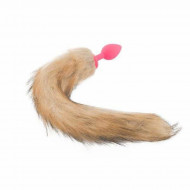 brown & pink fox silicone tail, 18"	