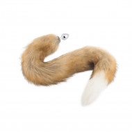brown & white fox tail plug 32"	