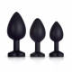 red gem black silicone butt plug set