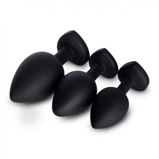 red gem black silicone butt plug set