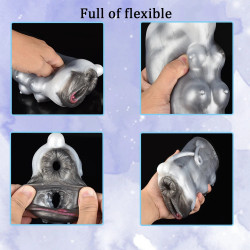 cow pocket pussy male masturbator - realistic animal vagina dual penis massage sex toy for men