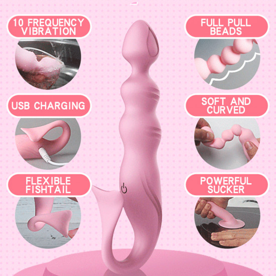 dmm mermaid pull beads for anus an wand massaging pad vibrator