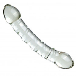 double head smooth clear glass dildo