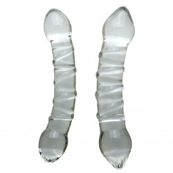 double head smooth clear glass dildo