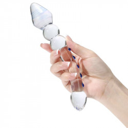 double head smooth prostate glass dildo