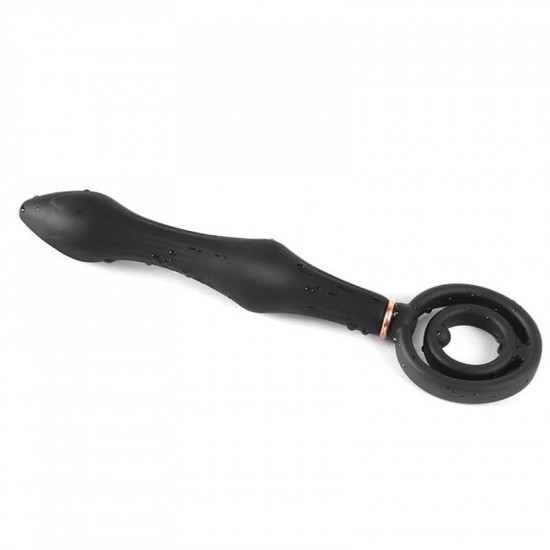 double beads inflatable anal plug dilator with cock ring