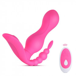 double-headed silicone pull beads wireless remote control vibrator
