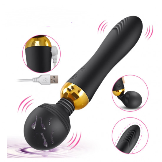 double head magnetic charging strong vibrator with lighting button