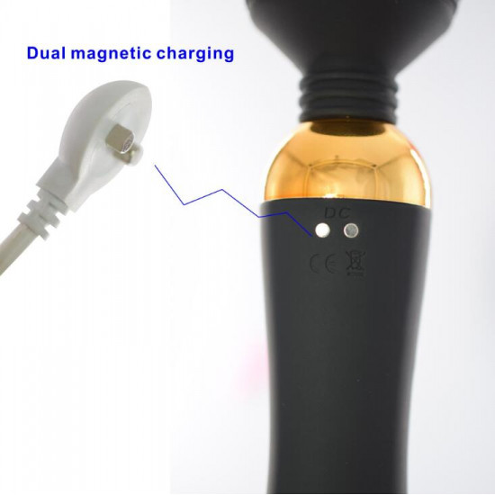 double head magnetic charging strong vibrator with lighting button