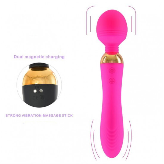 double head magnetic charging strong vibrator with lighting button