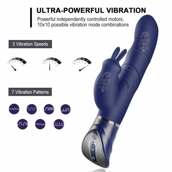 double motors heating massaging 10 modes waterproof rabbit vibrator