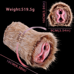 elk pussy male masturbation cup - furry pocket vagina penis masturbator sex toy for men