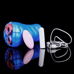 fantasy beast pocket pussy male sex toy - vibrating bullet dual vaginal penis masturbator