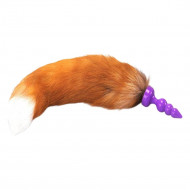 16" orange brown fox tail silicone plug