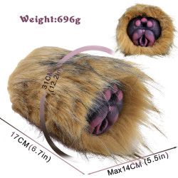 furry cat pocket pussy male sex toy - fantasy animal vaginal silicone penis masturbator