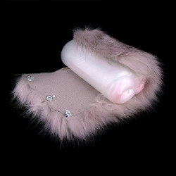 furry rabbit pocket pussy masturbation cup - animal vagina penis massage sex toy for men