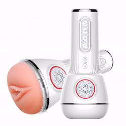 handheld thrusting male masturbator - electric vibrating machine for men with voice and heating functions