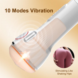 handheld thrusting male masturbator - electric vibrating machine for men with voice and heating functions