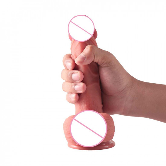 hansen - silicone cyberskin dildo suction cup 6 inch