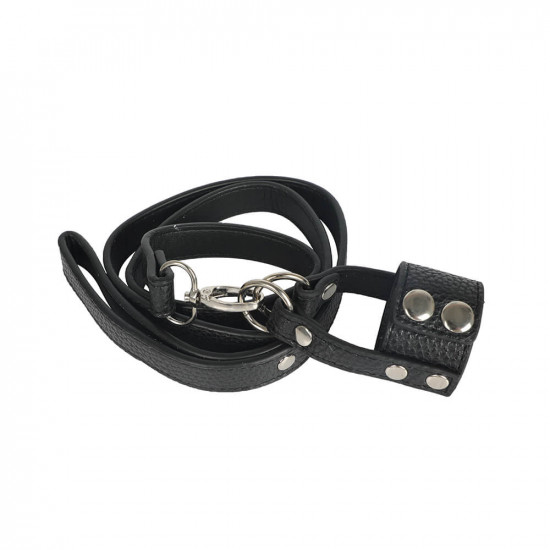 leather ball stretcher bdsm bondage sex toy for men penis chain leash