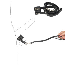 leather ball stretcher bdsm bondage sex toy for men penis chain leash