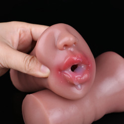 lifelike mounth oral sex pussy pocket masturbator - silicone soft penis masturbation cup sex toy for men