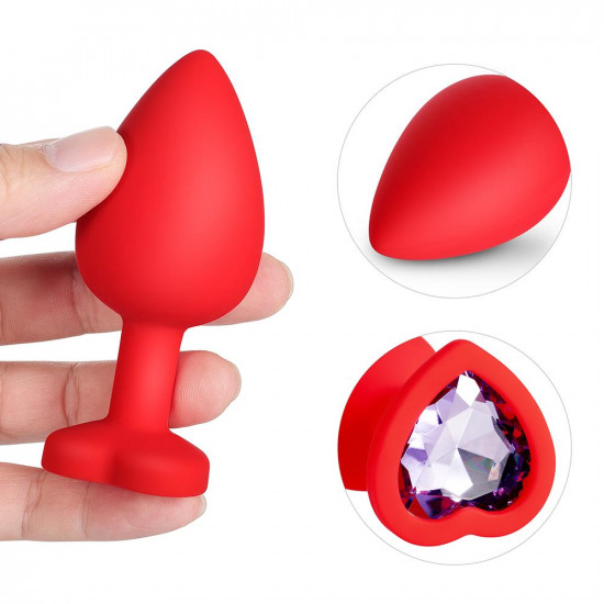 light purple gem red silicone butt plug set light purple gem red silicone butt plug set