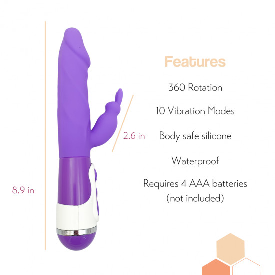 lily rabbit vibrator with 360 rotating dildo 4 inch