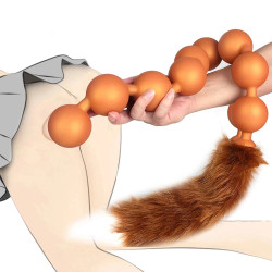 long anal beads bdsm tail butt plug - big anal expansion luminous anal sex toy