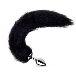 long fox tail anal plug - black fur