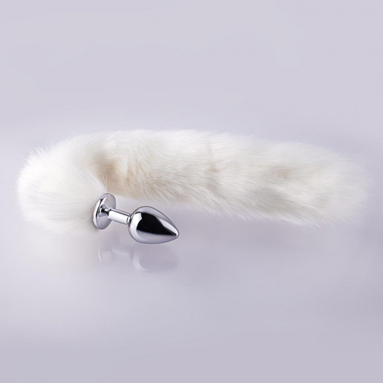 long fox tail butt plug - white fur