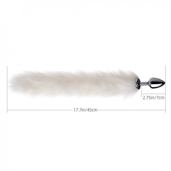 long fox tail butt plug - white fur long fox tail butt plug - white fur