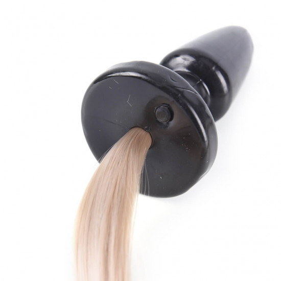 long blondie pony tail silky butt plug for animal role play