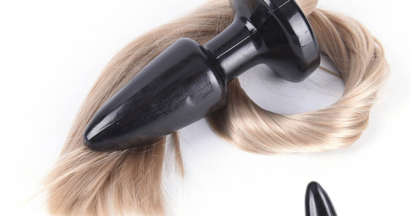 long blondie pony tail silky butt plug for animal role play - long ...
