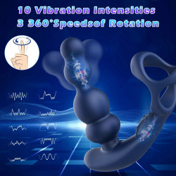 male anal toys - 360° rotate prostate massager cock ring remoter sex toys for men