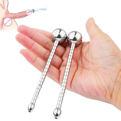 metal dildo penis plug - stainless steel horse-eye stick penis milking male sex toys