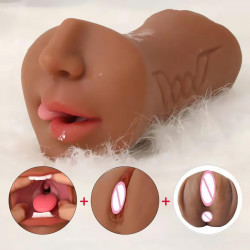 oral sex pocket pussy masturbation cup - realistic mouth penis masturbator male sex toy