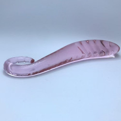 pink curvy tentacle raised glass dildo