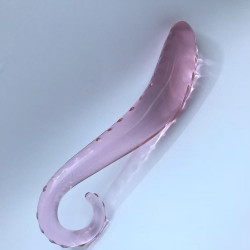 pink curvy tentacle raised glass dildo