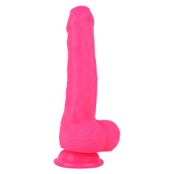 pink silicone uncircumcised dildo with balls