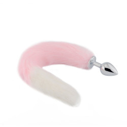 pink with white fox metal tail, 18"