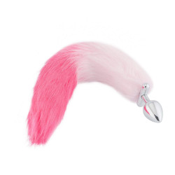 pink with white fox shapeable metal tail, 18"	