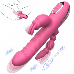 rabbit clit stimulator anal beads thrusting dildo g-spot vibrator - domust 3-in-1 anal sex toys