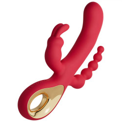 rabbit g spot vibrator anal beads butt plug 3-in-1 female sex toys