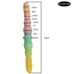 rainbow colored dragon penis double dildo