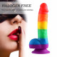 rainbow realistic dildo suction cup g-spot simulator handheld massager