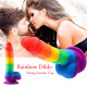 rainbow realistic dildo suction cup g-spot simulator handheld massager