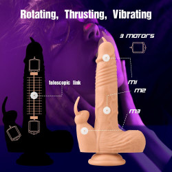 remote control 9.8 inch realistic vibrating rabbit dildo with tip
