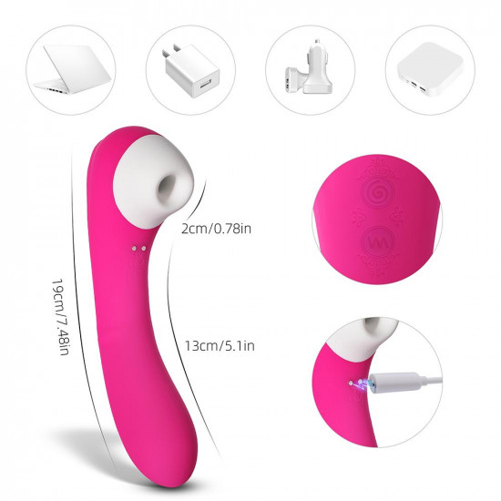 savor - air pulse clit stimulator with vibrating dildo