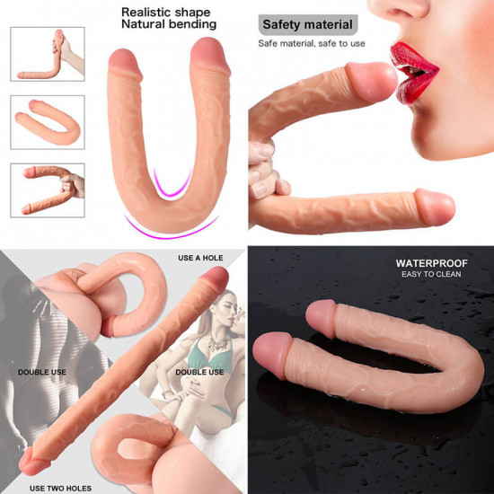 silicone double dildo u shaped interactive long dildo